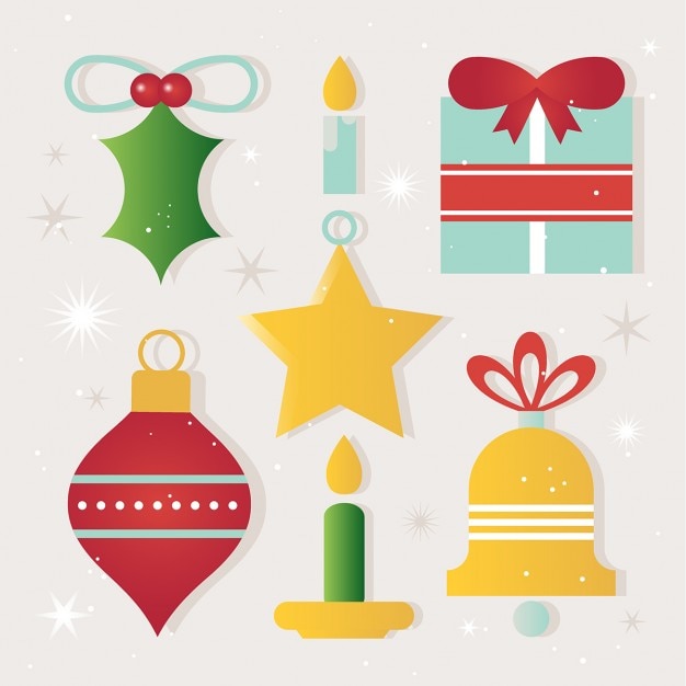 Vector gratuito elementos de la navidad y los iconos