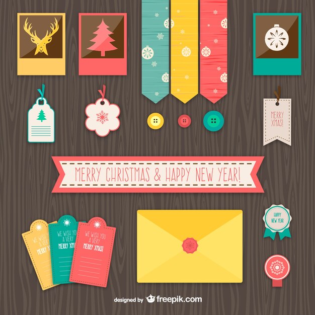 Vector gratuito elementos de navidad vintage