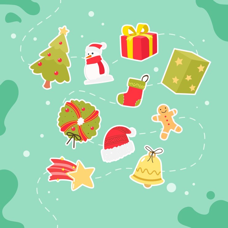Vector gratuito elementos navideños en diseño plano