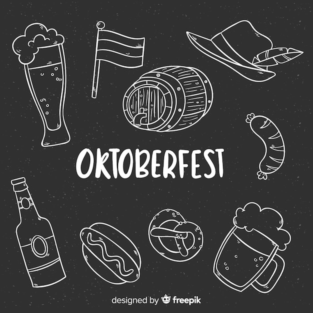 Elementos de Oktoberfest estilo de pizarra de fondo