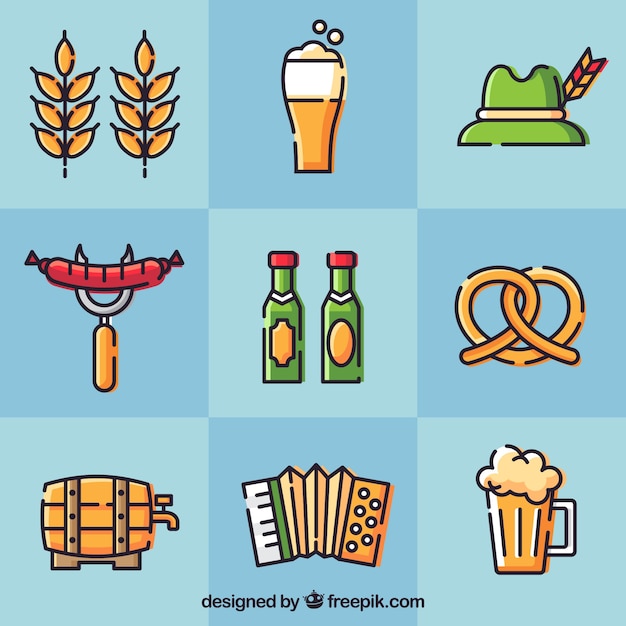 Vector gratuito elementos del oktoberfest modernos y dibujados a mano