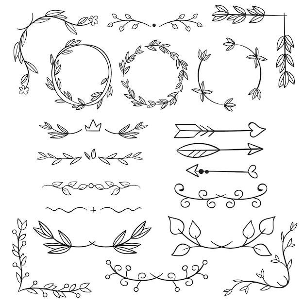 Elementos ornamentales dibujados a mano
