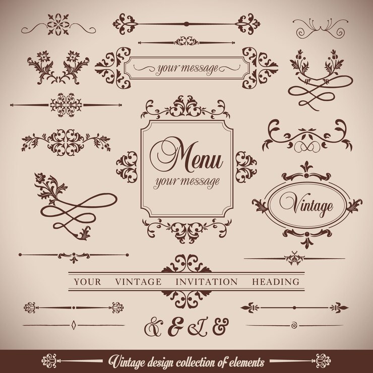 Vector gratuito elementos ornamentales, estilo vintage