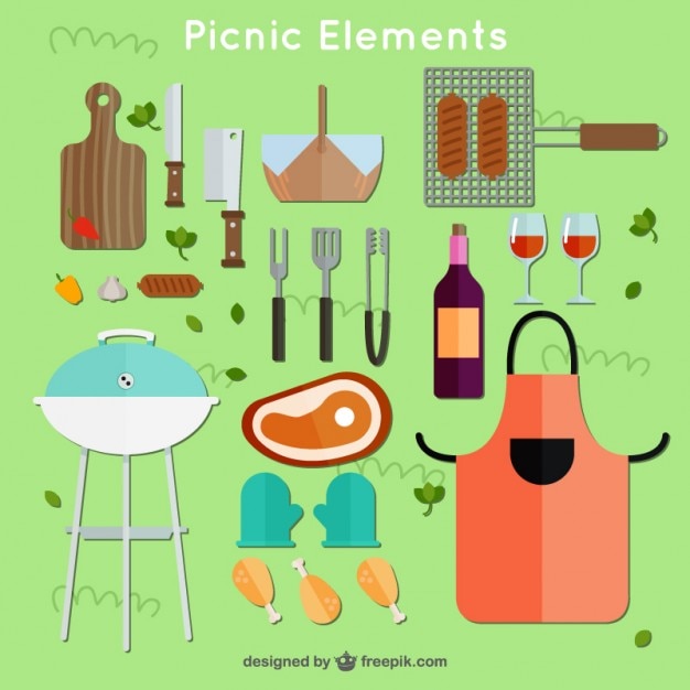 Elementos de picnic bonitos