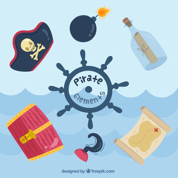 Elementos piratas con diseño gracioso