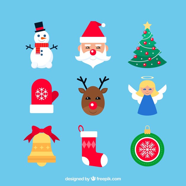 Elementos planos bonitos listo para navidad