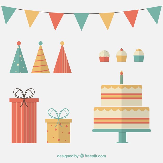 Elementos planos para cumpleaños
