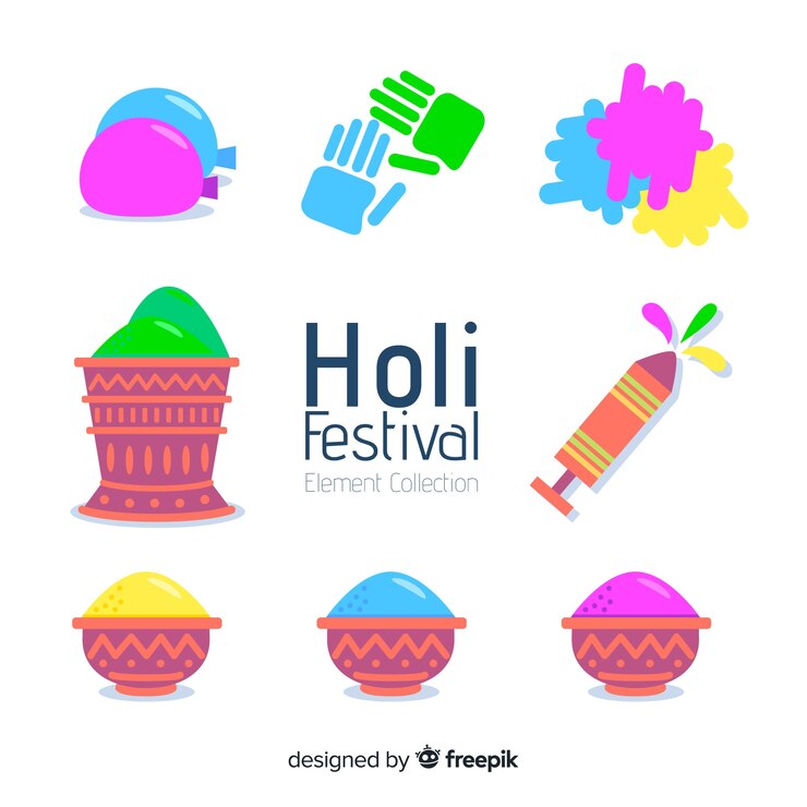 Vector gratuito elementos planos del festival holi