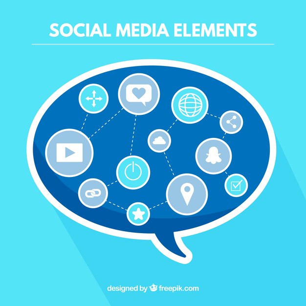 Elementos de redes sociales en forma de nube