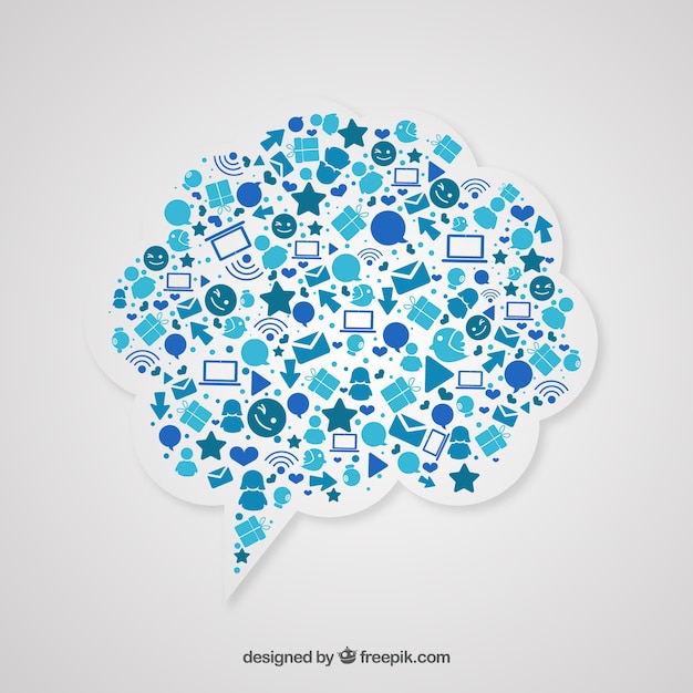 Elementos de redes sociales en forma de nube