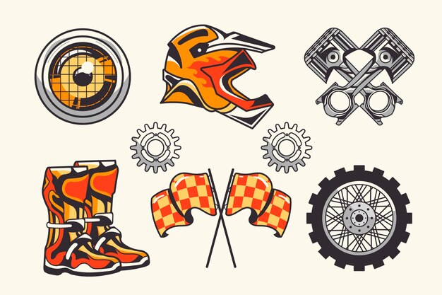 Elementos retro de motocross