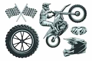 Vector gratuito elementos retro de motocross