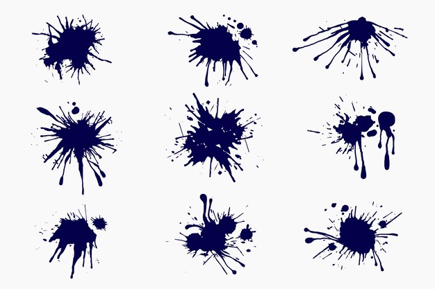 Elementos de salpicaduras de tinta de diseño plano