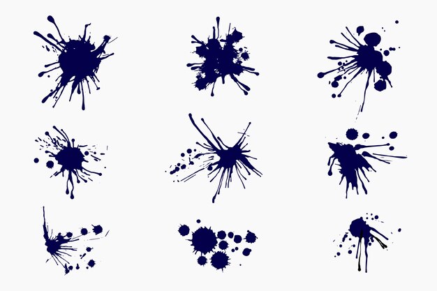 Elementos de salpicaduras de tinta de diseño plano