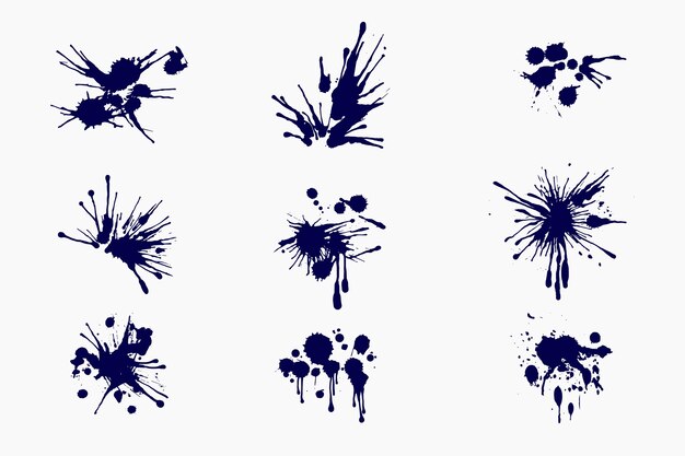 Elementos de salpicaduras de tinta de diseño plano