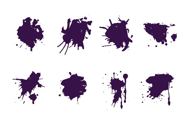 Elementos de salpicaduras de tinta de diseño plano