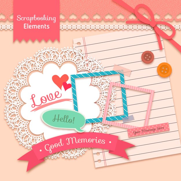 elementos scrapbooking preciosas en el estilo vintage