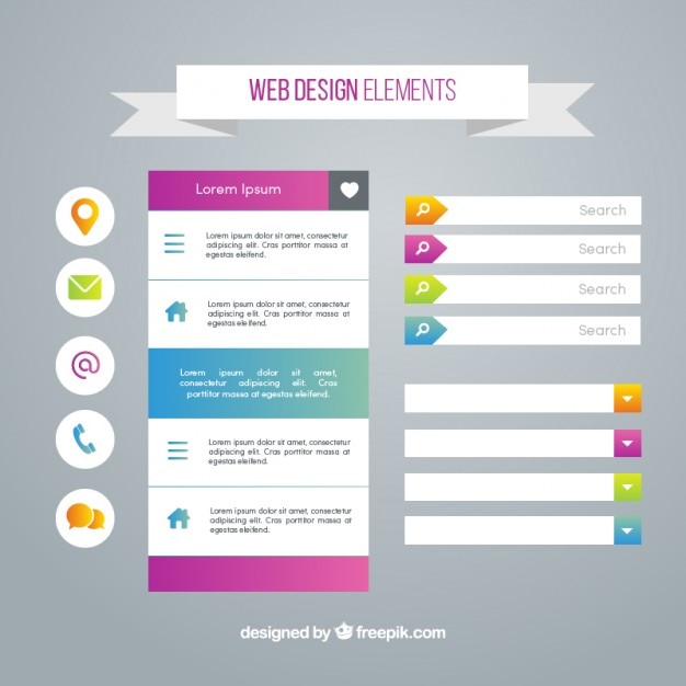 Vector gratuito elementos del sitio web con detalles de colores