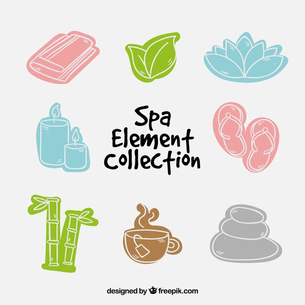 Elementos de spa dibujados a mano