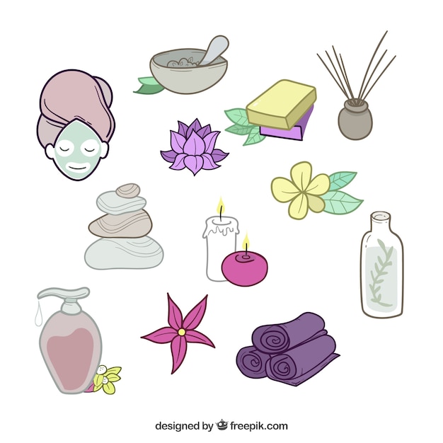 Elementos de spa dibujados a mano
