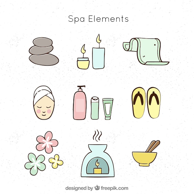 Elementos de spa dibujados a mano