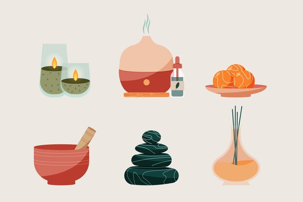 Elementos de spa de diseño plano