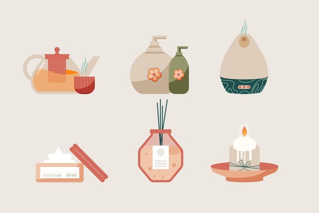 Elementos de spa de diseño plano