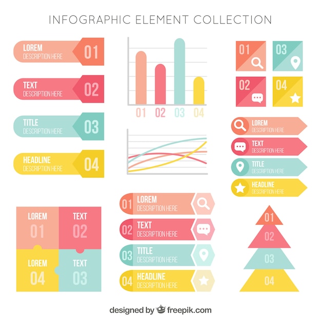 Elementos útiles en colores pastel para infografías