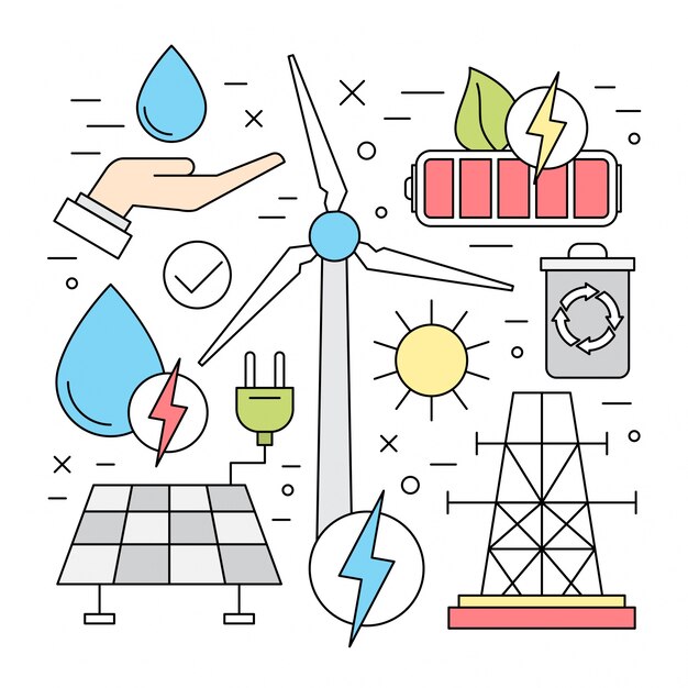Elementos vectoriales de ecología y energías renovables