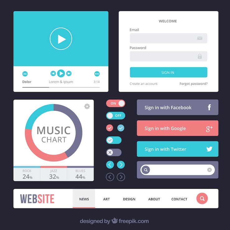 Vector gratuito elementos de web estilosos