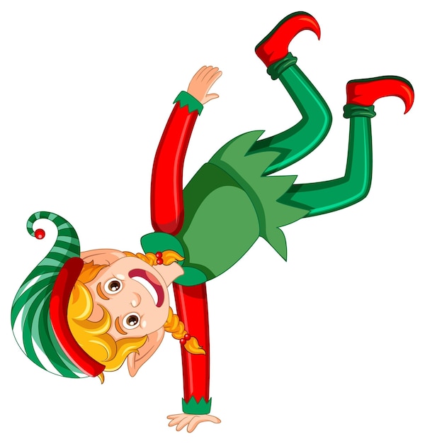 Vector gratuito elfo navideño bailando personaje de dibujos animados