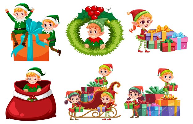 Los elfos alegres celebrando las fiestas de Navidad