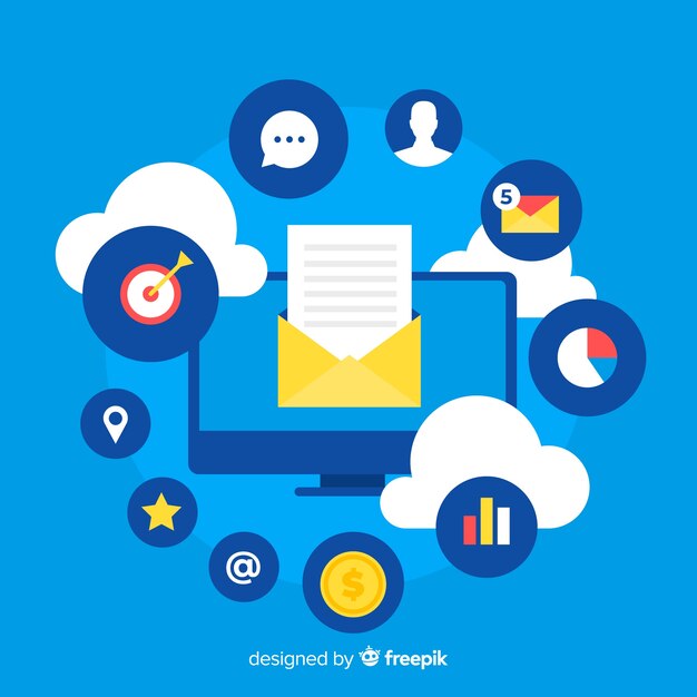 Email marketing en diseño plano