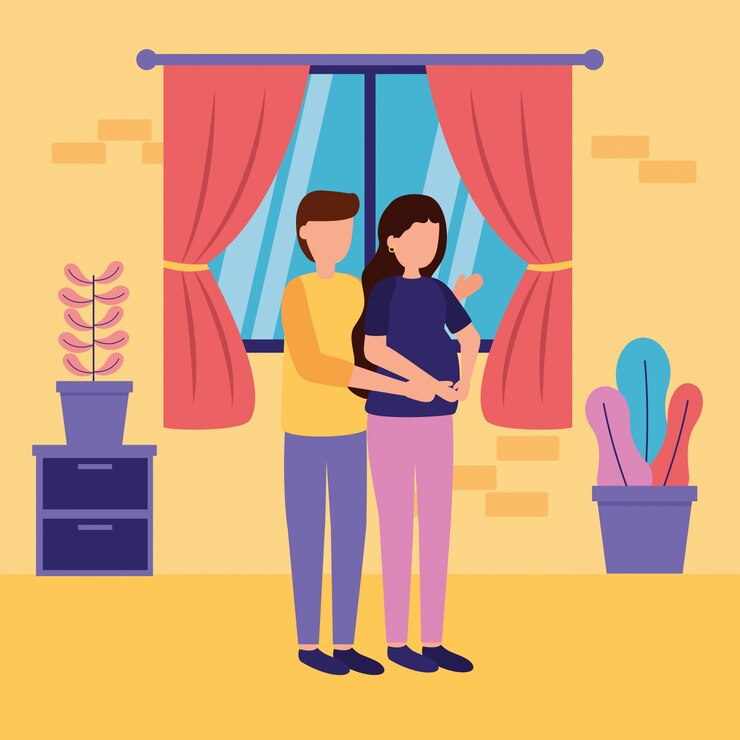 Vector gratuito embarazo y escena de maternidad