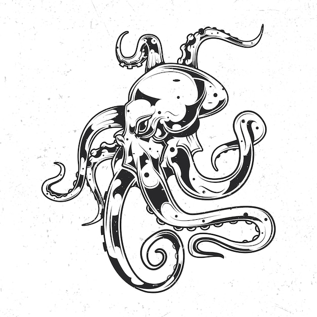 Emblema aislado con ilustración de pulpo