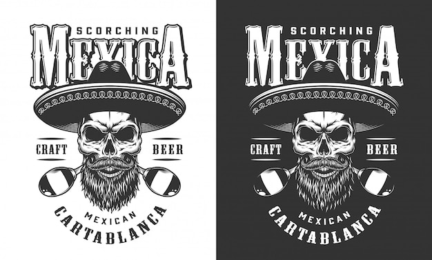 images Logos De Calaveras Con Barba emblema de calavera mexicana con barba