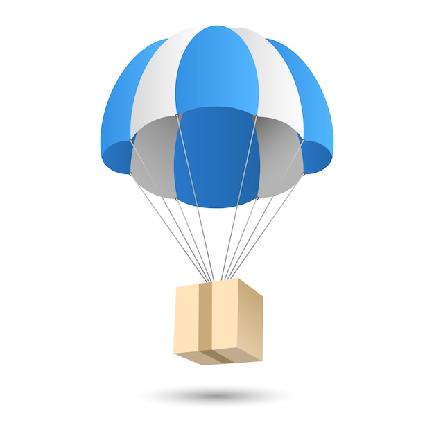 Emblema de concepto de entrega de paracaídas regalo