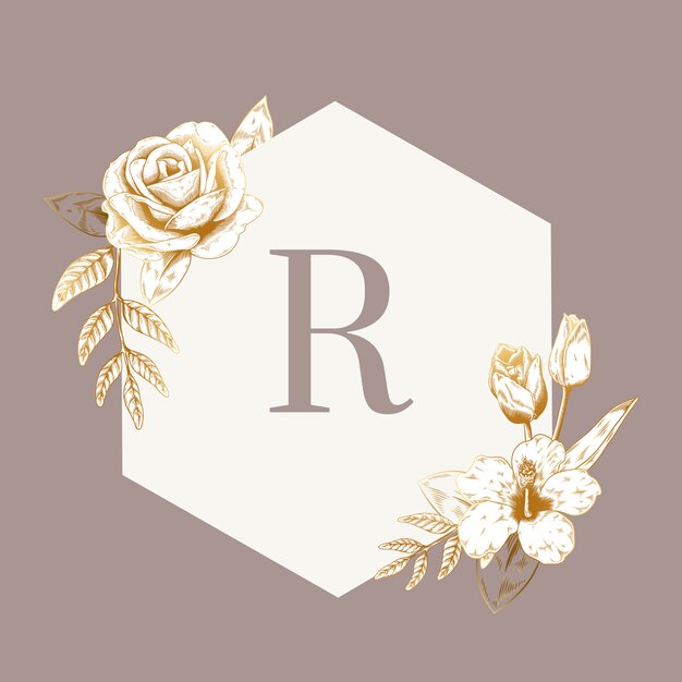 Emblema floral vintage