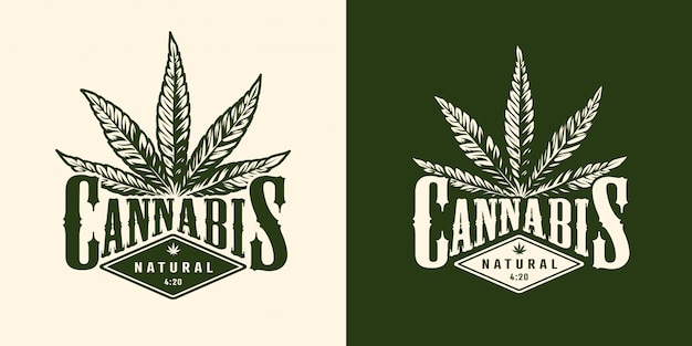 Emblema de marihuana monocromo vintage