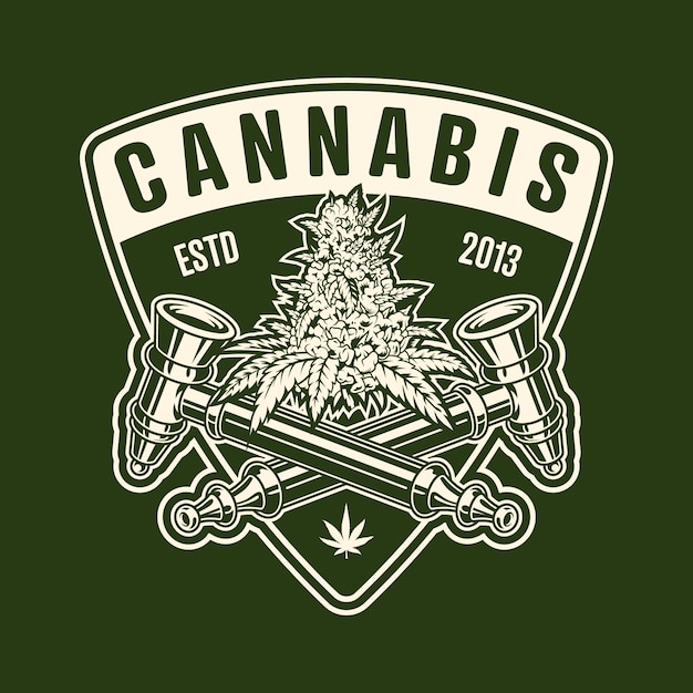 Vector gratuito emblema monocromo de cannabis