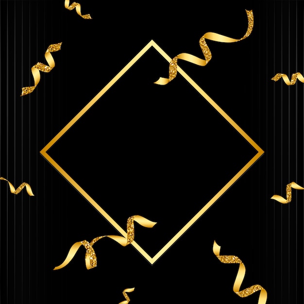 Emblema de oro en blanco con el vector de confeti