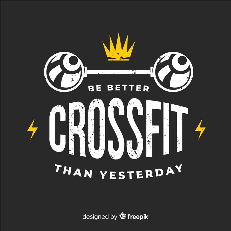 Vector gratuito emblema plano motivacional de crossfit.