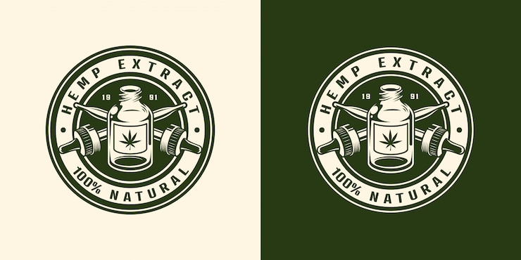 Vector gratuito emblema redondo vintage monocromo de cannabis