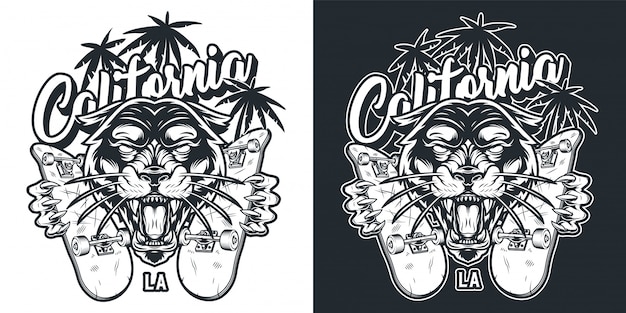 Vector gratuito emblema de skate vintage monocromo