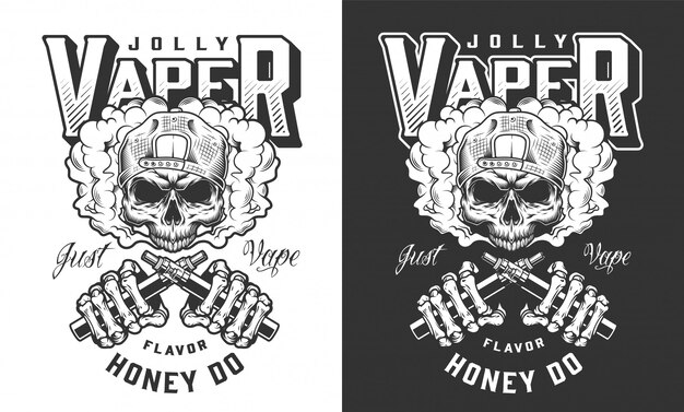 Emblema de vaping monocromo vintage