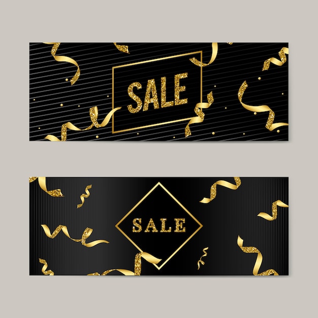 Emblema de venta con el vector de cintas