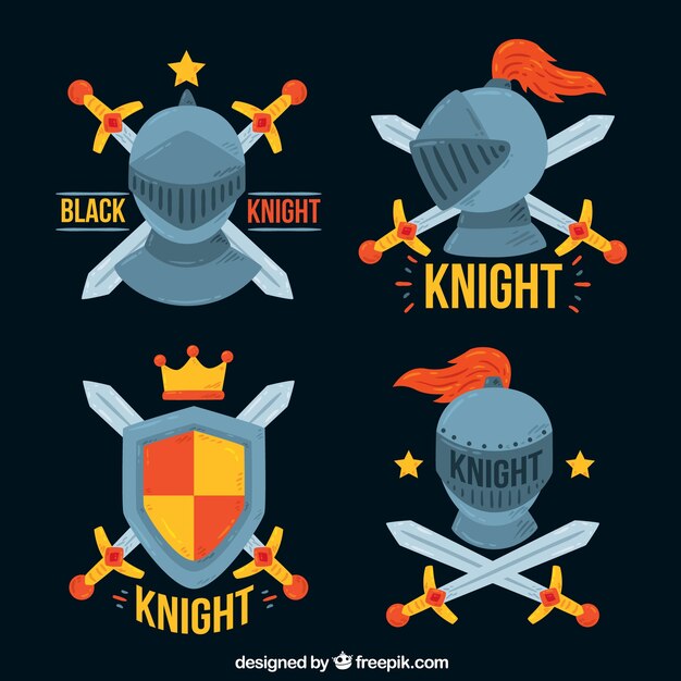 Emblemas de cartoon de caballeros