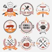 Vector gratuito emblemas de estilo retro bbq