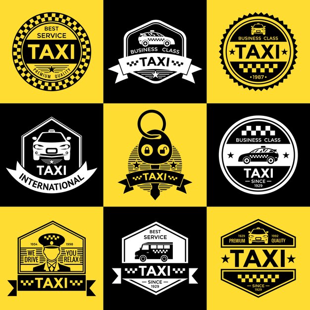 Emblemas de estilo retro de taxi