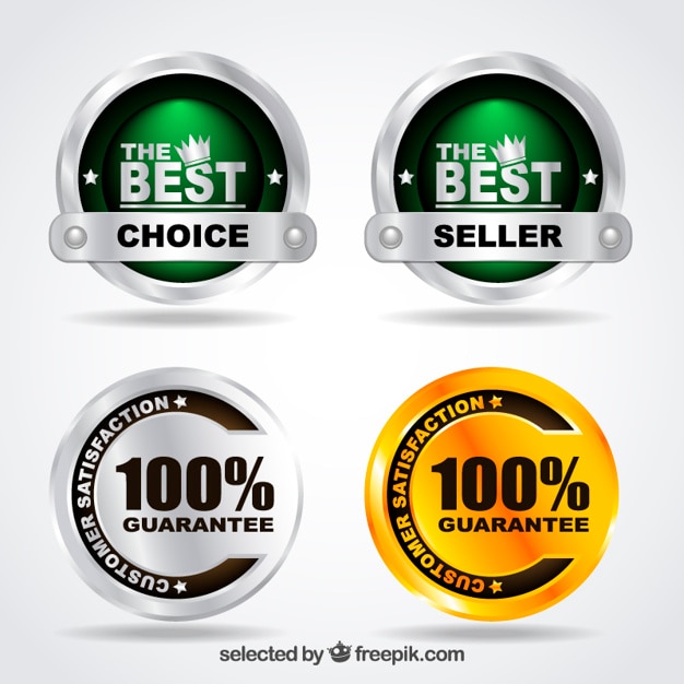 Vector gratuito emblemas garantía metálicos